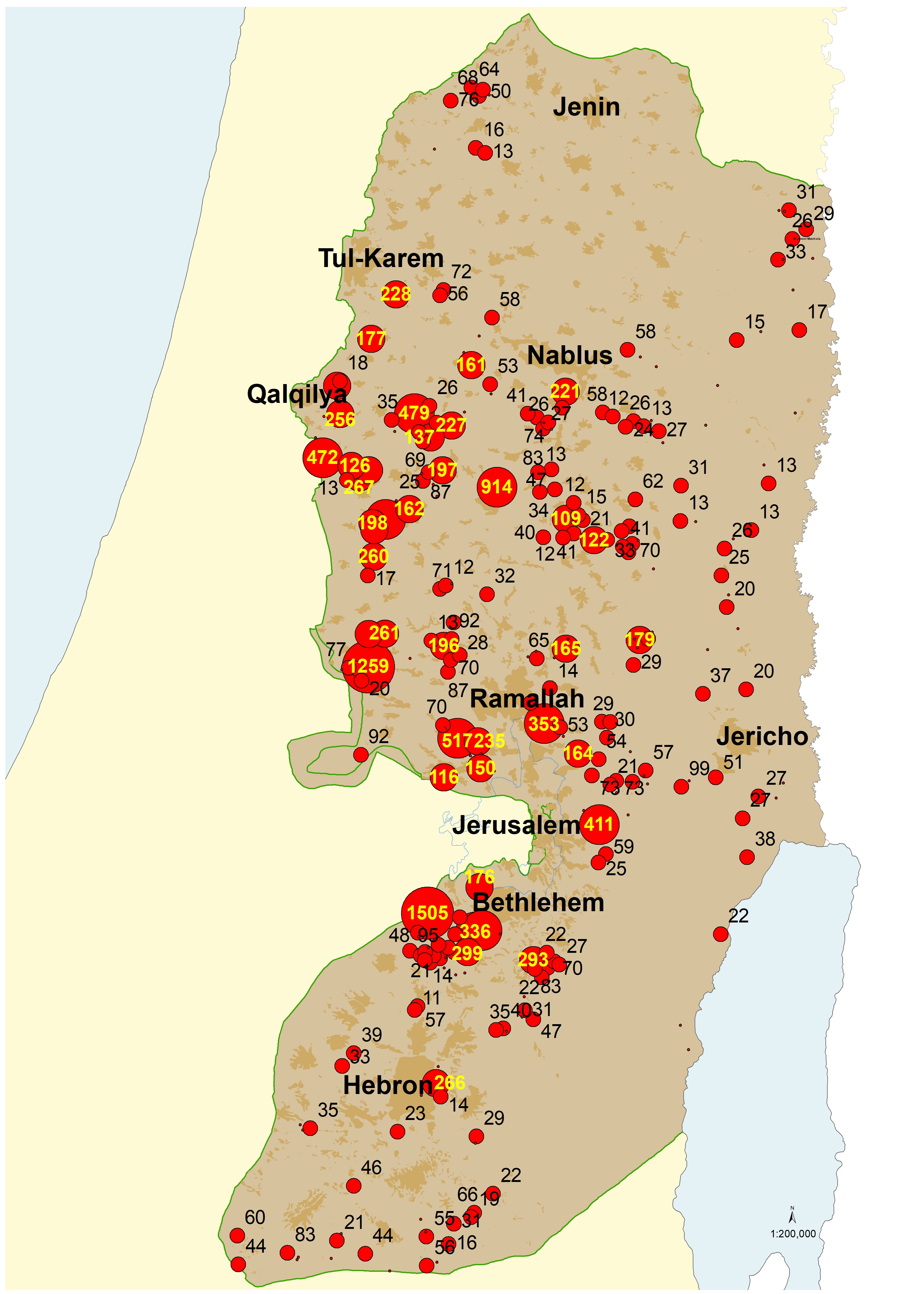 خريطة المستوطنات الإسرائيلية في الضفة الغربية